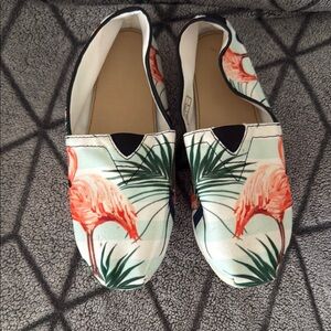 Tropical Print Cream and Pink Flats